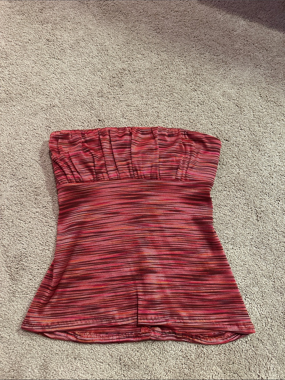 Striped Red Strapless Tube Top